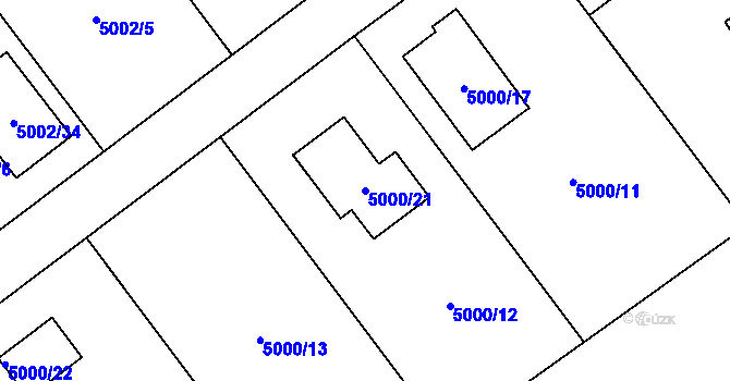 Parcela st. 5000/21 v KÚ Sviadnov, Katastrální mapa