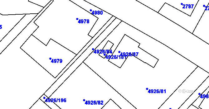 Parcela st. 4926/181 v KÚ Sviadnov, Katastrální mapa