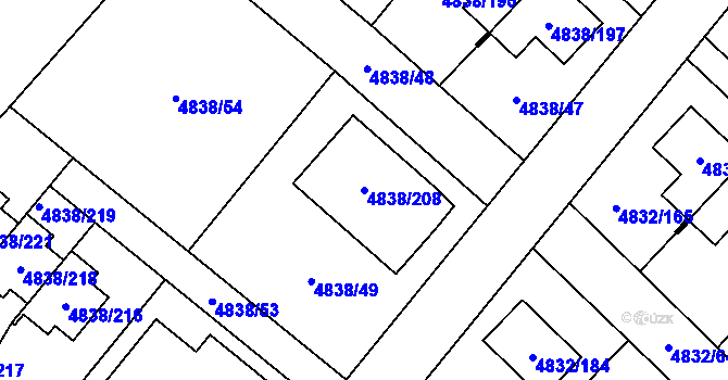 Parcela st. 4838/208 v KÚ Sviadnov, Katastrální mapa