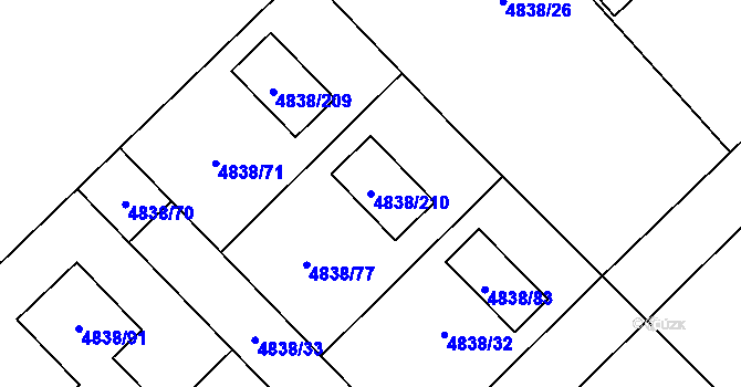 Parcela st. 4838/210 v KÚ Sviadnov, Katastrální mapa