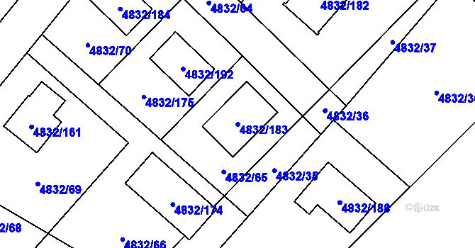 Parcela st. 4832/183 v KÚ Sviadnov, Katastrální mapa