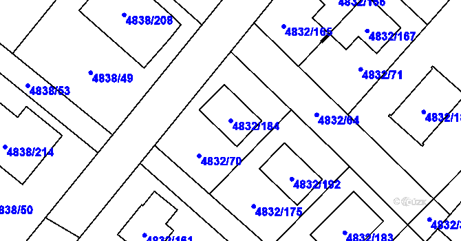 Parcela st. 4832/184 v KÚ Sviadnov, Katastrální mapa