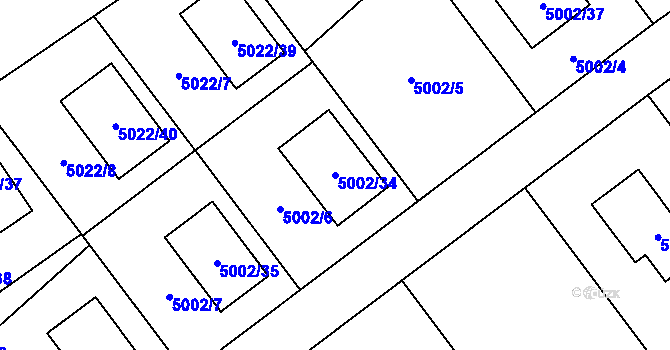 Parcela st. 5002/34 v KÚ Sviadnov, Katastrální mapa