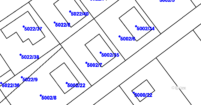Parcela st. 5002/35 v KÚ Sviadnov, Katastrální mapa