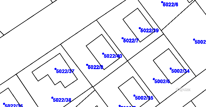 Parcela st. 5022/40 v KÚ Sviadnov, Katastrální mapa