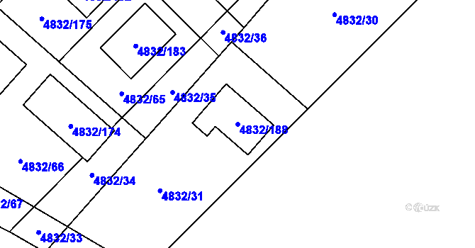 Parcela st. 4832/188 v KÚ Sviadnov, Katastrální mapa
