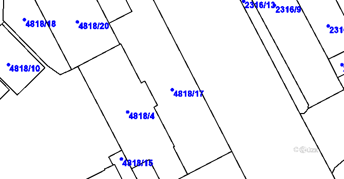Parcela st. 4818/17 v KÚ Sviadnov, Katastrální mapa