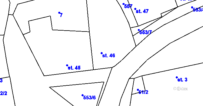 Parcela st. 46 v KÚ Svídnice u Dymokur, Katastrální mapa