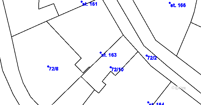 Parcela st. 163 v KÚ Svídnice u Dymokur, Katastrální mapa