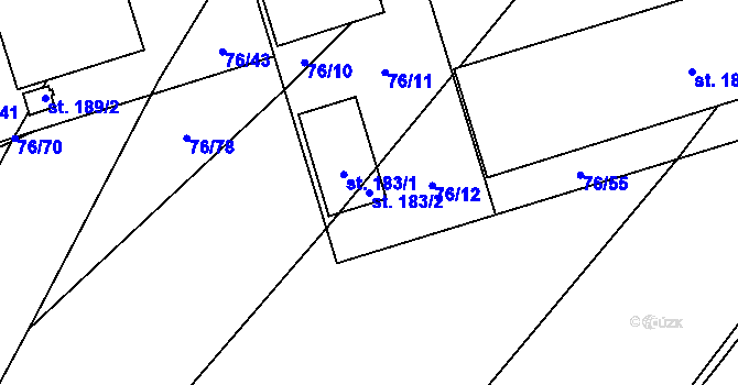 Parcela st. 183/2 v KÚ Svídnice u Dymokur, Katastrální mapa