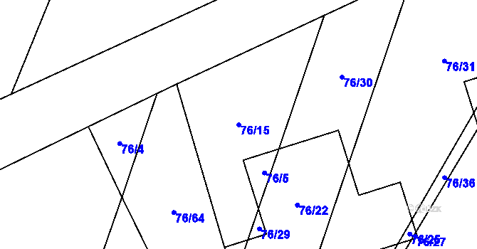 Parcela st. 76/15 v KÚ Svídnice u Dymokur, Katastrální mapa