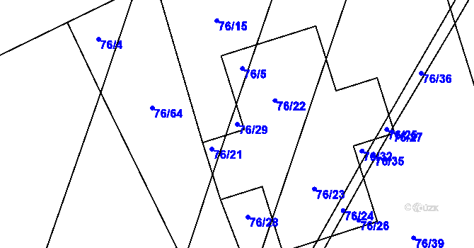 Parcela st. 76/29 v KÚ Svídnice u Dymokur, Katastrální mapa