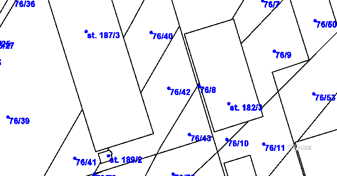 Parcela st. 76/42 v KÚ Svídnice u Dymokur, Katastrální mapa