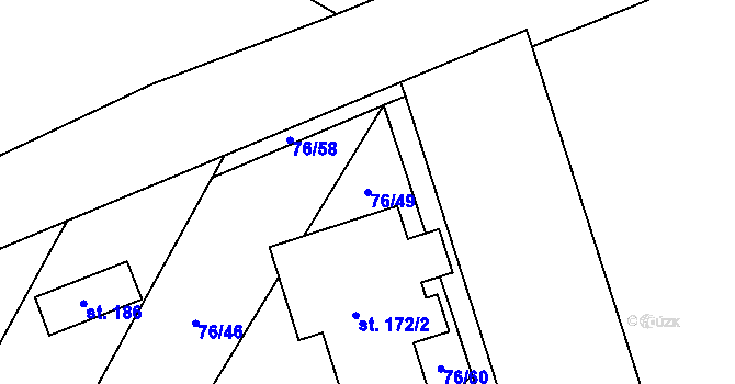 Parcela st. 76/49 v KÚ Svídnice u Dymokur, Katastrální mapa