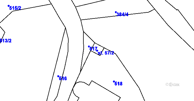 Parcela st. 57/2 v KÚ Svídnice u Slatiňan, Katastrální mapa