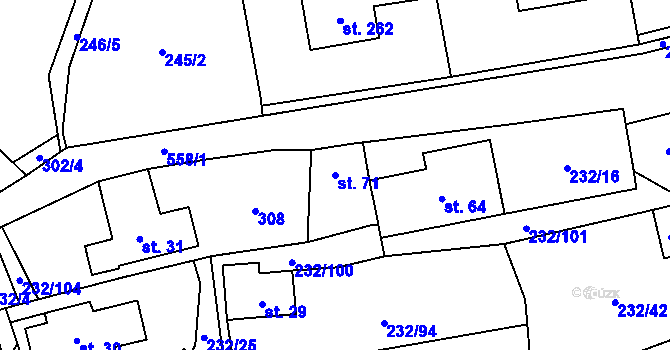 Parcela st. 71 v KÚ Svídnice u Slatiňan, Katastrální mapa