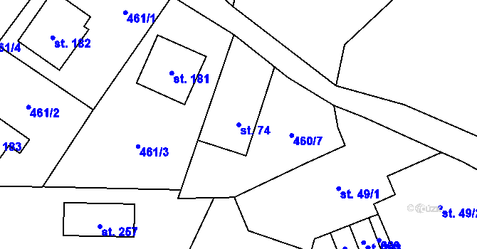 Parcela st. 74 v KÚ Svídnice u Slatiňan, Katastrální mapa