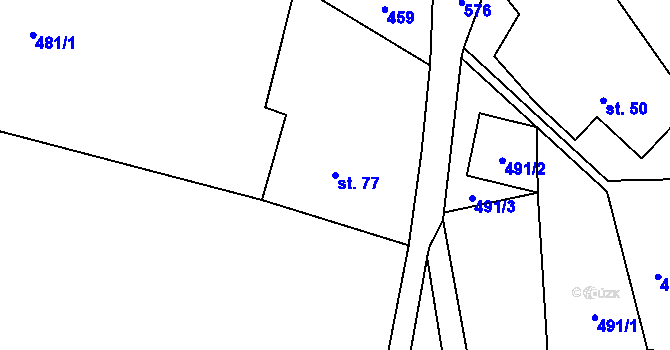 Parcela st. 77 v KÚ Svídnice u Slatiňan, Katastrální mapa