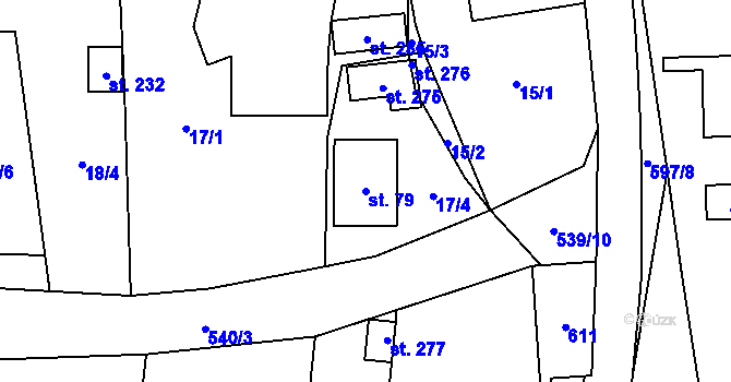 Parcela st. 79 v KÚ Svídnice u Slatiňan, Katastrální mapa