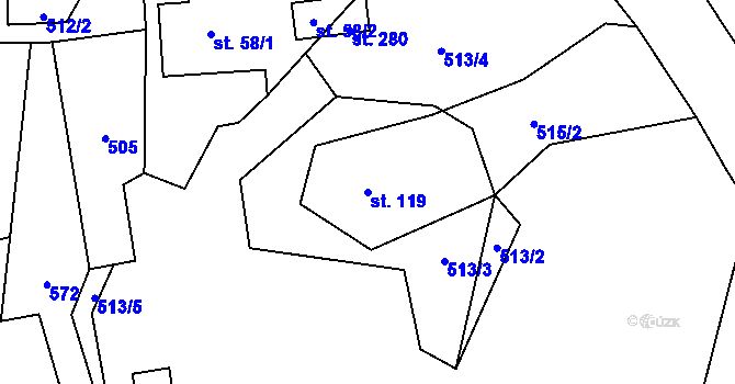 Parcela st. 119 v KÚ Svídnice u Slatiňan, Katastrální mapa