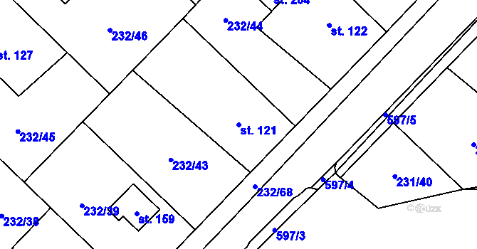 Parcela st. 121 v KÚ Svídnice u Slatiňan, Katastrální mapa