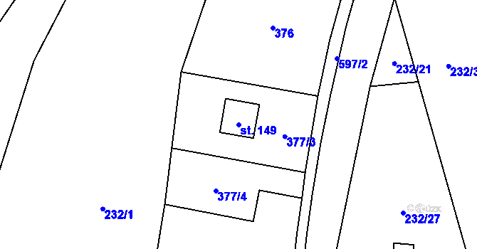 Parcela st. 149 v KÚ Svídnice u Slatiňan, Katastrální mapa