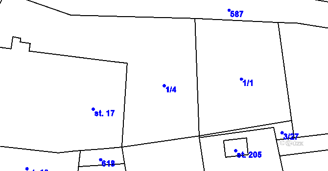 Parcela st. 1/4 v KÚ Svídnice u Slatiňan, Katastrální mapa