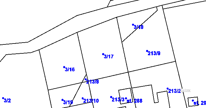 Parcela st. 3/17 v KÚ Svídnice u Slatiňan, Katastrální mapa