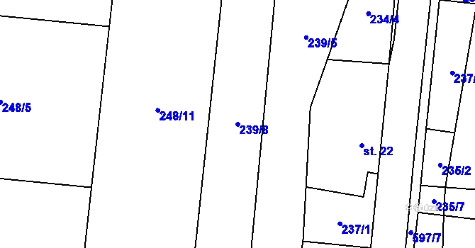 Parcela st. 239/8 v KÚ Svídnice u Slatiňan, Katastrální mapa