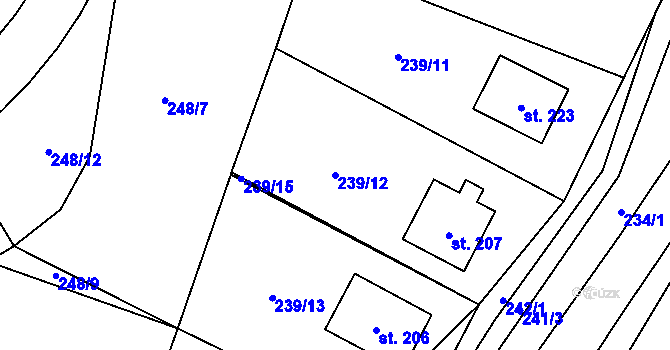 Parcela st. 239/12 v KÚ Svídnice u Slatiňan, Katastrální mapa