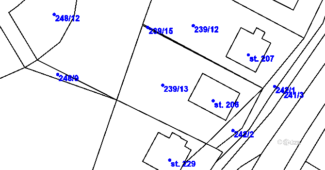 Parcela st. 239/13 v KÚ Svídnice u Slatiňan, Katastrální mapa