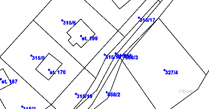 Parcela st. 315/18 v KÚ Svídnice u Slatiňan, Katastrální mapa
