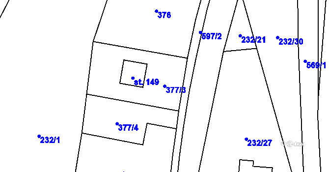 Parcela st. 377/3 v KÚ Svídnice u Slatiňan, Katastrální mapa