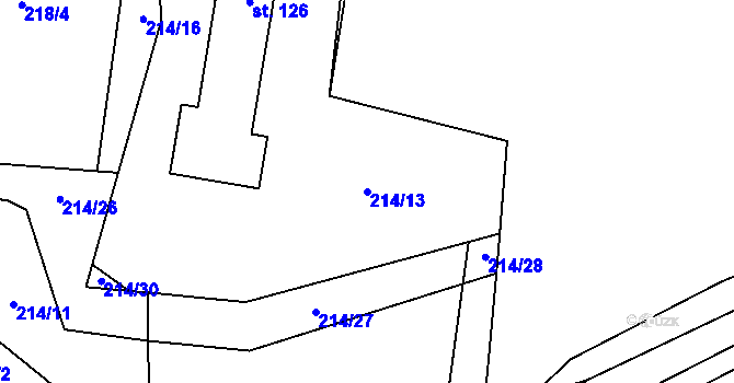 Parcela st. 214/13 v KÚ Svídnice u Slatiňan, Katastrální mapa