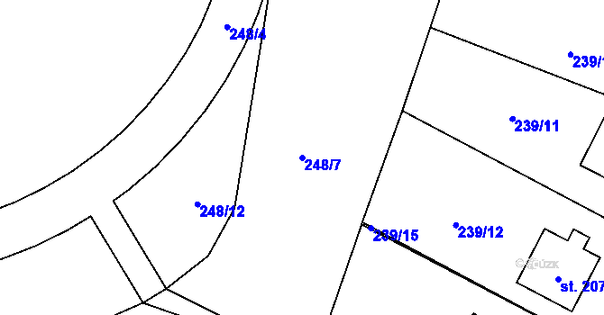 Parcela st. 248/7 v KÚ Svídnice u Slatiňan, Katastrální mapa