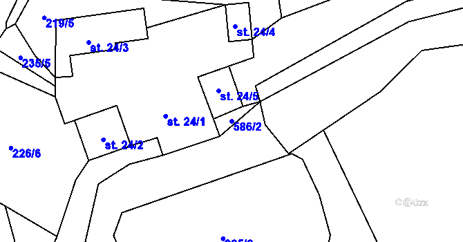 Parcela st. 586/2 v KÚ Svídnice u Slatiňan, Katastrální mapa