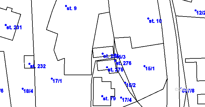 Parcela st. 285 v KÚ Svídnice u Slatiňan, Katastrální mapa