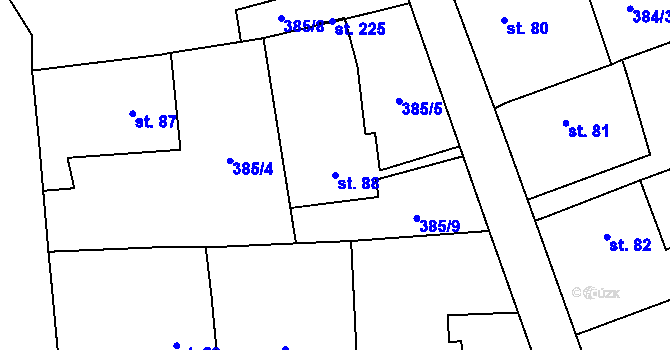 Parcela st. 88 v KÚ Trpišov, Katastrální mapa