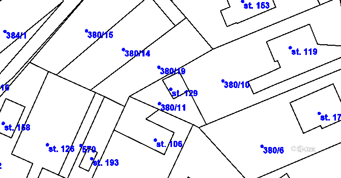 Parcela st. 129 v KÚ Trpišov, Katastrální mapa