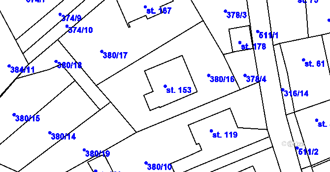 Parcela st. 153 v KÚ Trpišov, Katastrální mapa