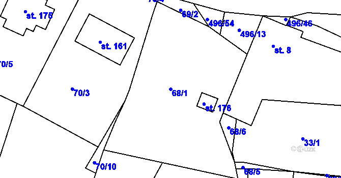 Parcela st. 68/1 v KÚ Trpišov, Katastrální mapa
