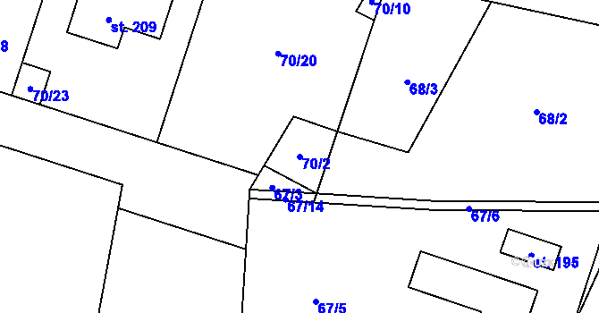 Parcela st. 70/2 v KÚ Trpišov, Katastrální mapa