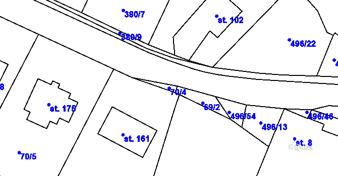Parcela st. 70/4 v KÚ Trpišov, Katastrální mapa