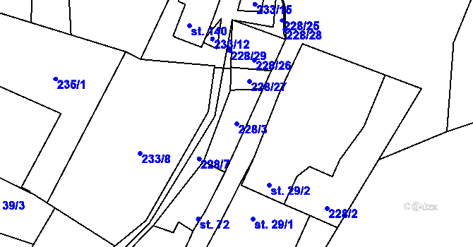 Parcela st. 228/3 v KÚ Trpišov, Katastrální mapa