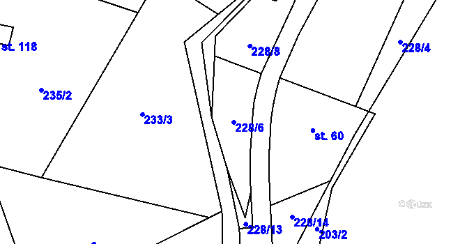 Parcela st. 228/6 v KÚ Trpišov, Katastrální mapa