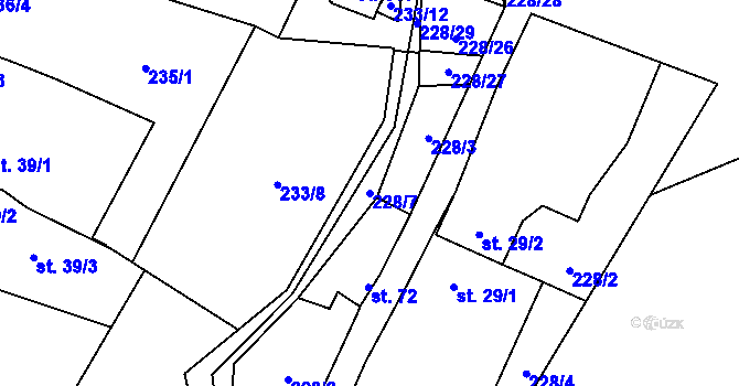 Parcela st. 228/7 v KÚ Trpišov, Katastrální mapa