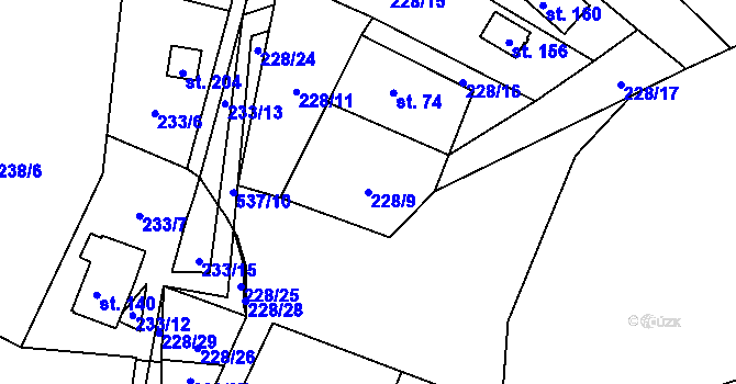 Parcela st. 228/9 v KÚ Trpišov, Katastrální mapa