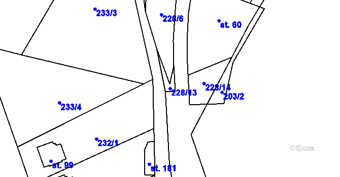 Parcela st. 228/13 v KÚ Trpišov, Katastrální mapa