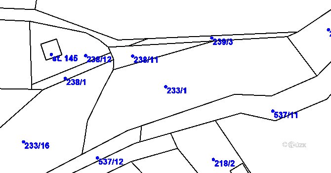 Parcela st. 233/1 v KÚ Trpišov, Katastrální mapa