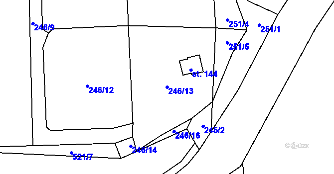 Parcela st. 246/13 v KÚ Trpišov, Katastrální mapa